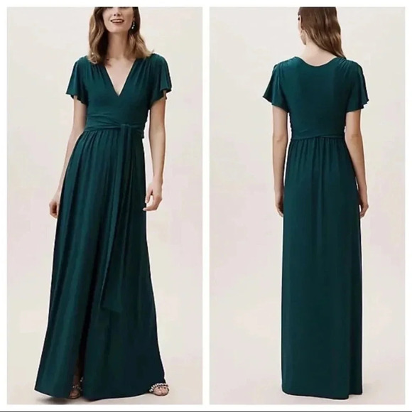 NWT BHLDN Mendoza Maxi Jersey Dress Forest Green Wedding MOB Cocktail - Picture 1 of 7